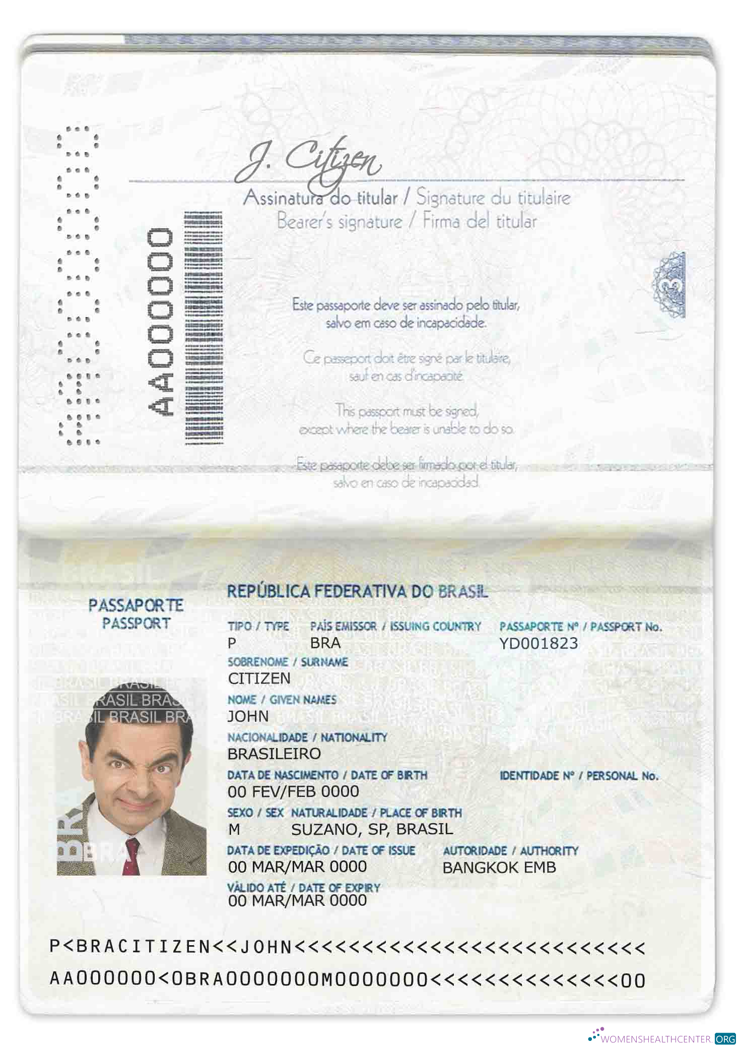 Download Brazil passport (2016 2019) Photoshop template